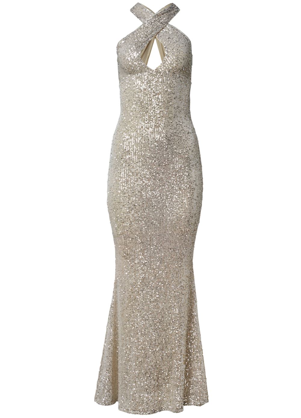 Venus Sequin Keyhole Gown - Champagne