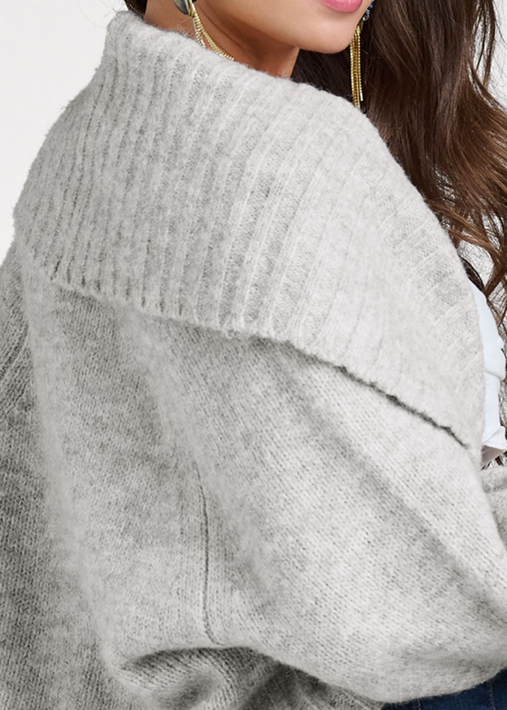 Venus VENUS | Ribbed Knit Shrug in Heather Grey