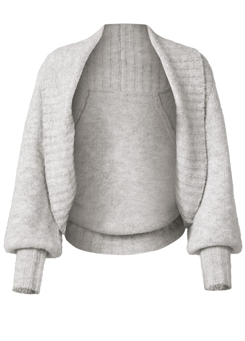Venus VENUS | Ribbed Knit Shrug in Heather Grey