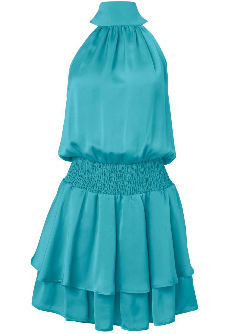Venus High Neck Mini Dress - Aqua