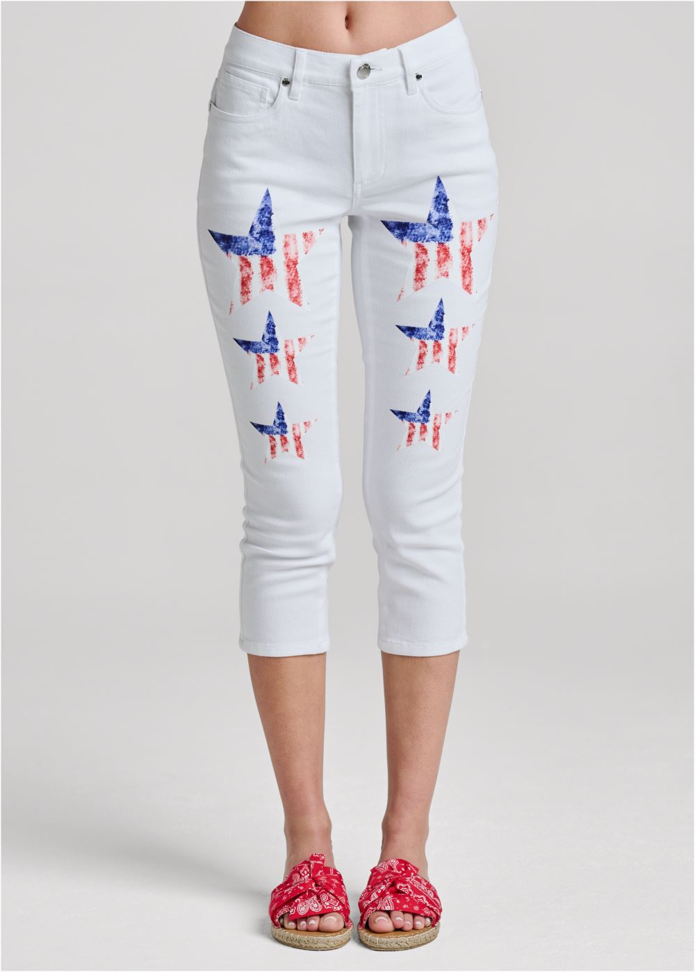 Venus Star Spangled Capris in White Multi