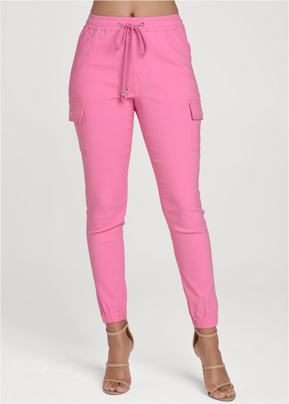 Venus Casual Pull-On Cargo Pants in Pink