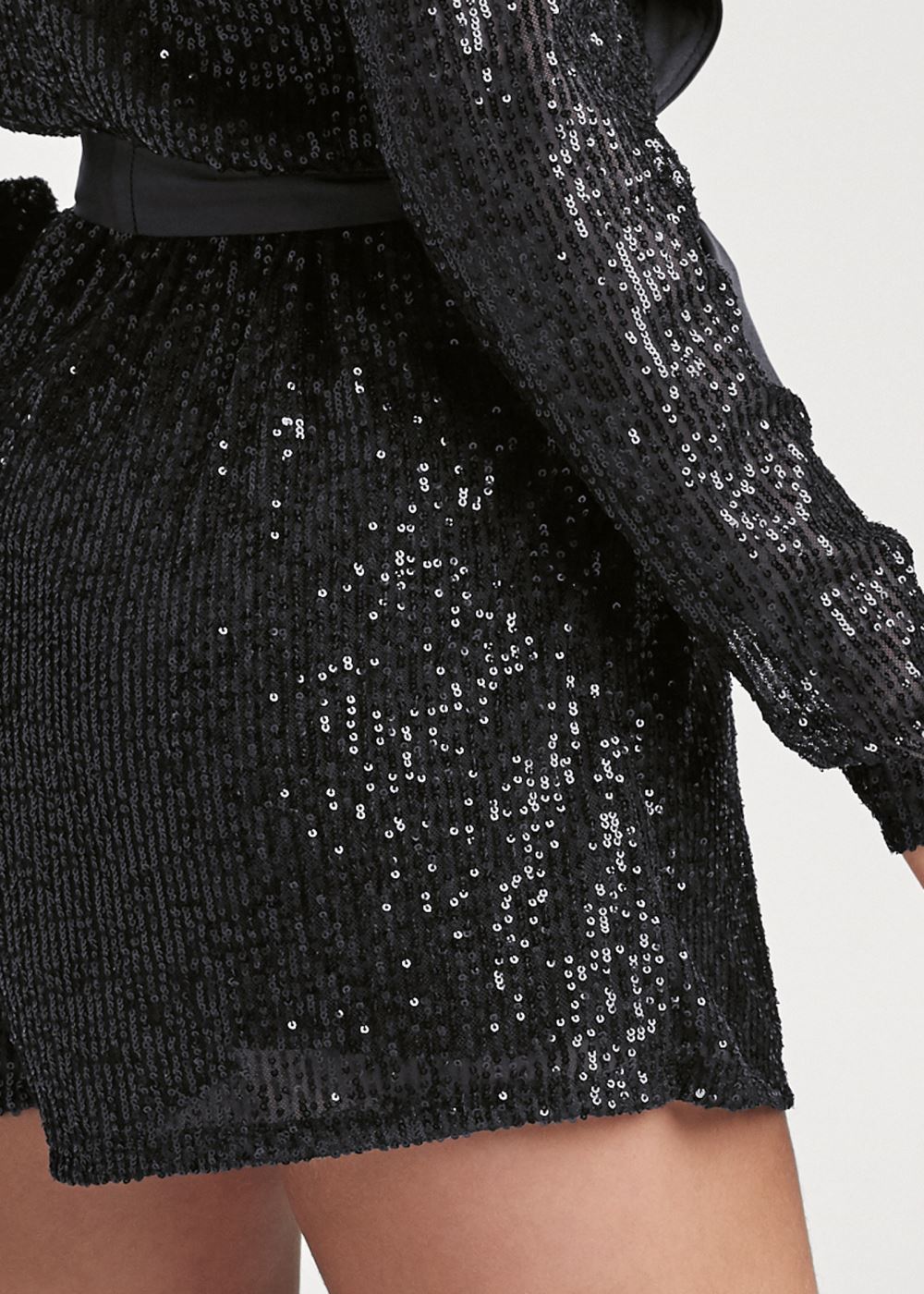 Venus Sequin Tuxedo Romper in Black