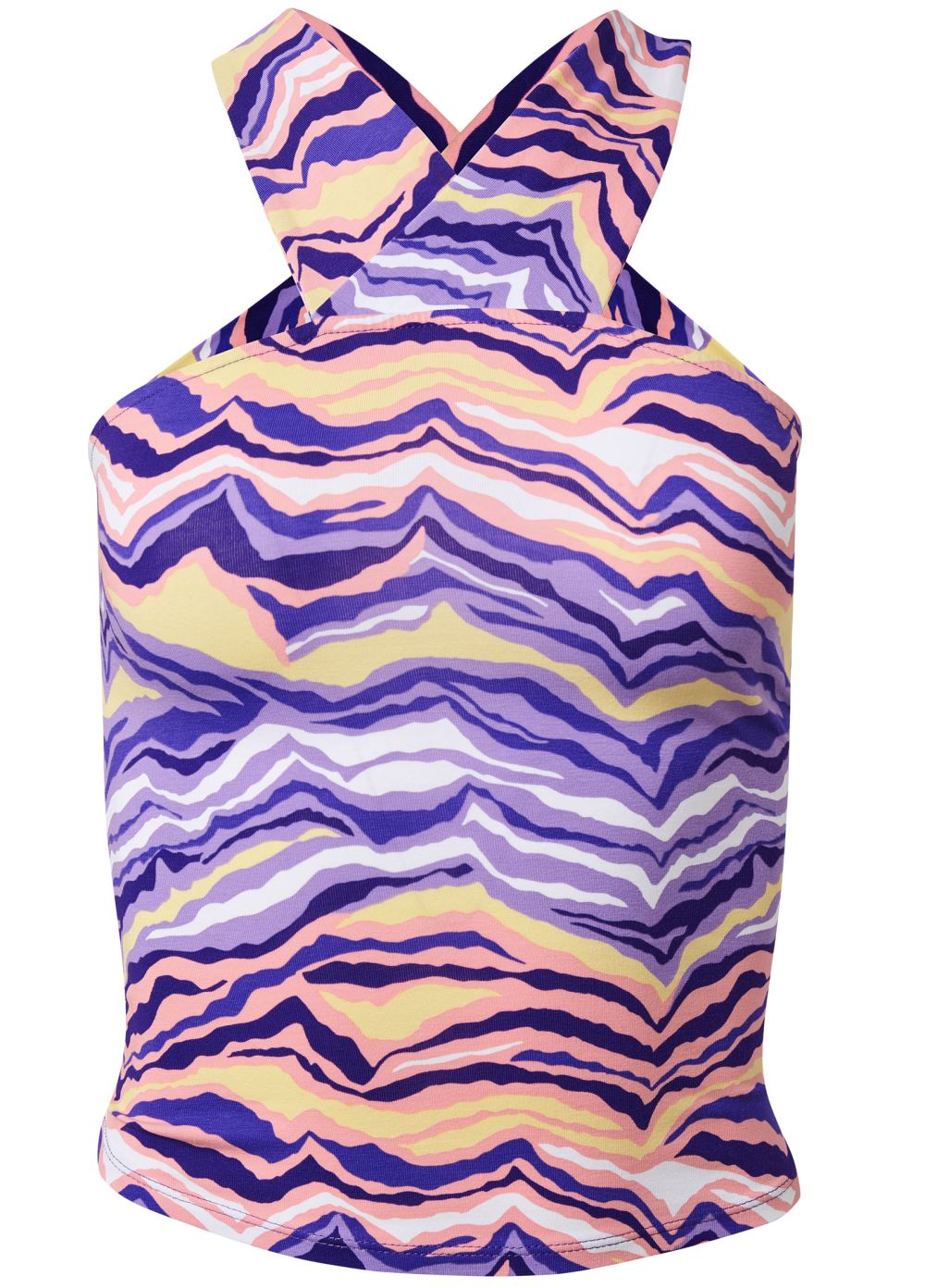 Venus Neon Zebra Open Back Crop Top in Purple Multi