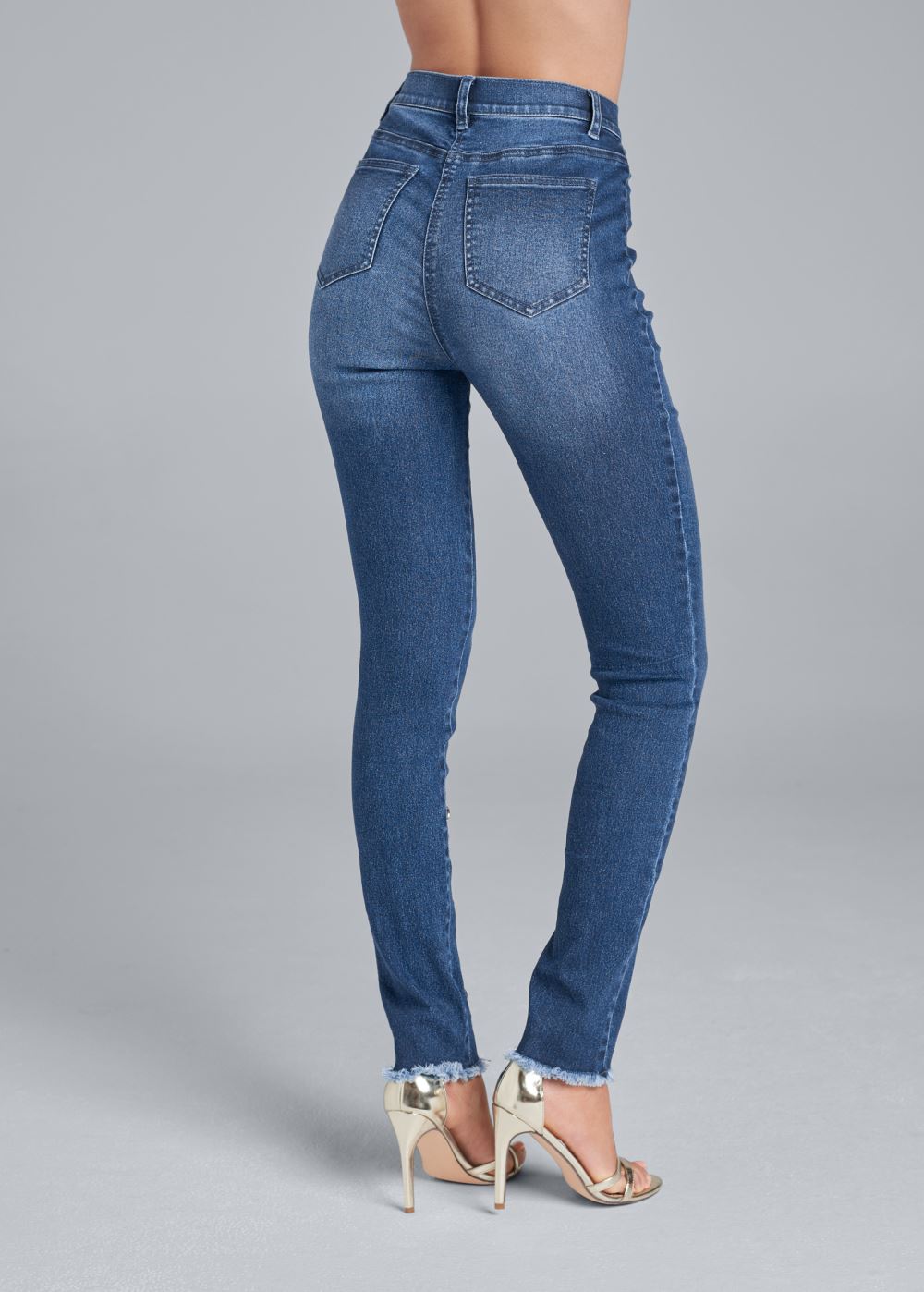 Venus Medium Wash BUTTON DETAIL SKINNY JEANS