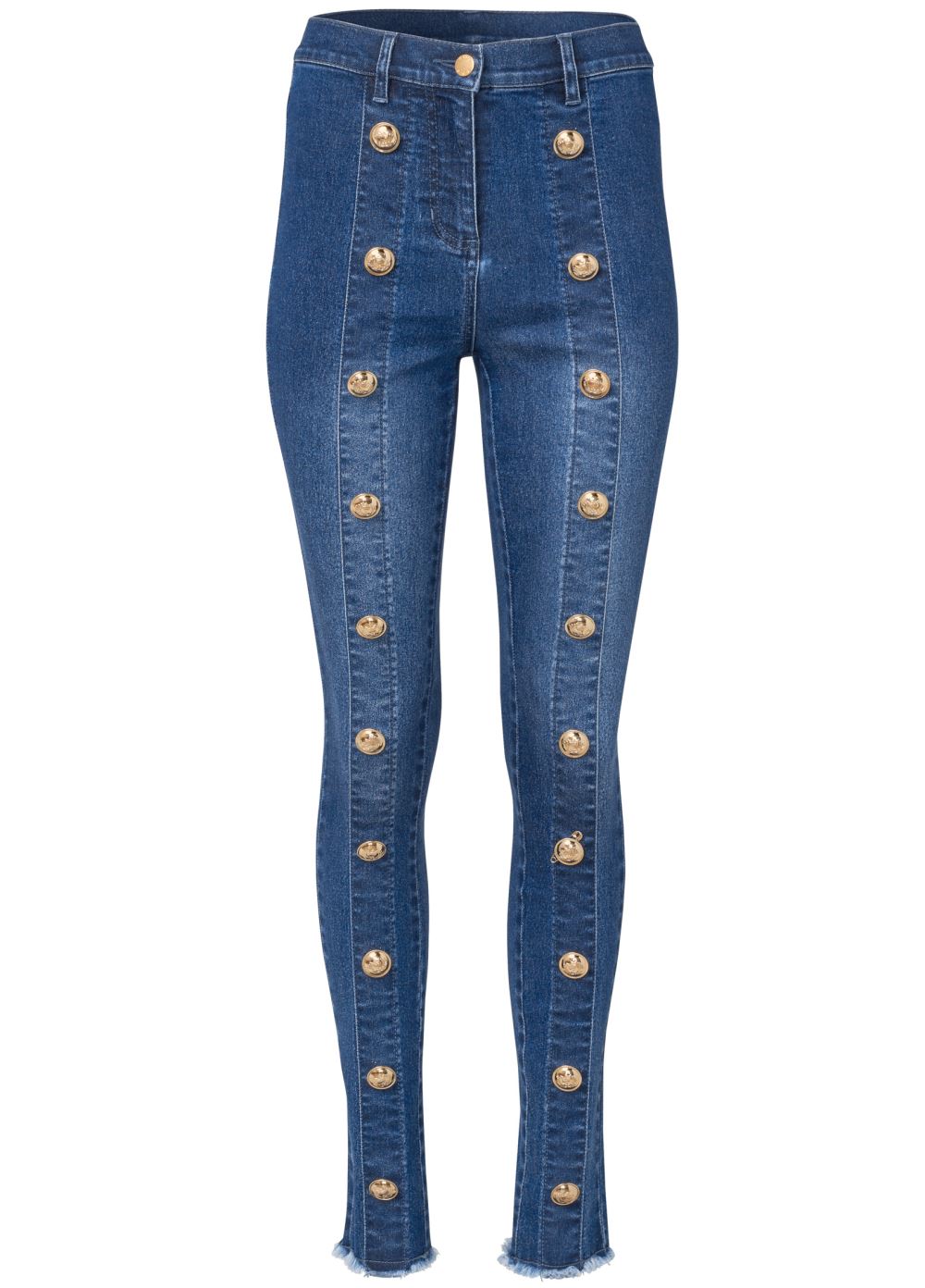 Venus Medium Wash BUTTON DETAIL SKINNY JEANS
