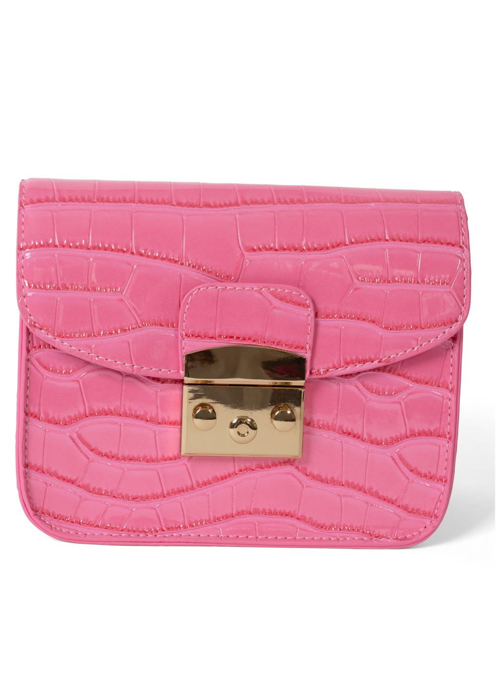 Venus Mini Chain Croc Crossbody in Pink Multi