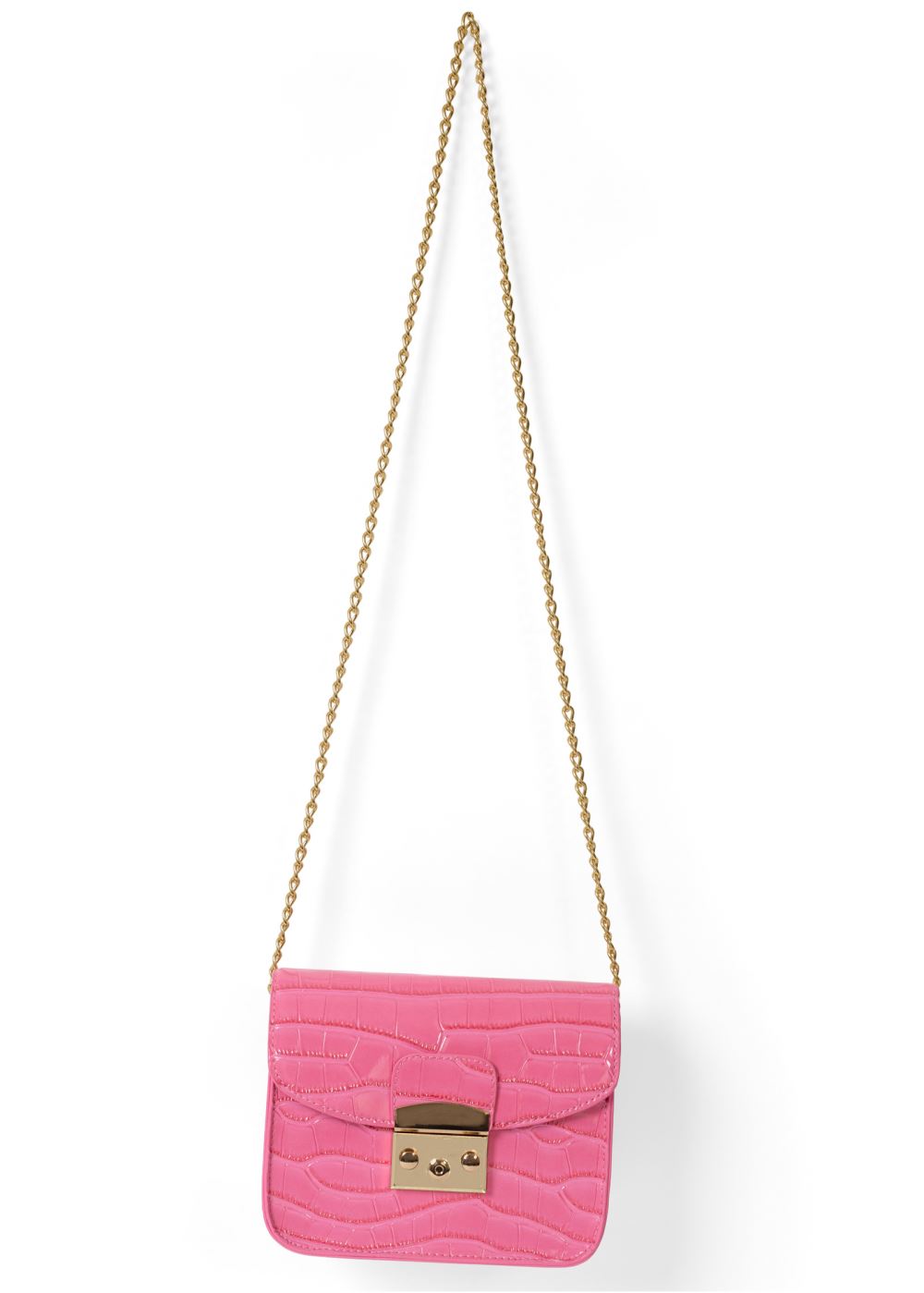 Venus Mini Chain Croc Crossbody in Pink Multi
