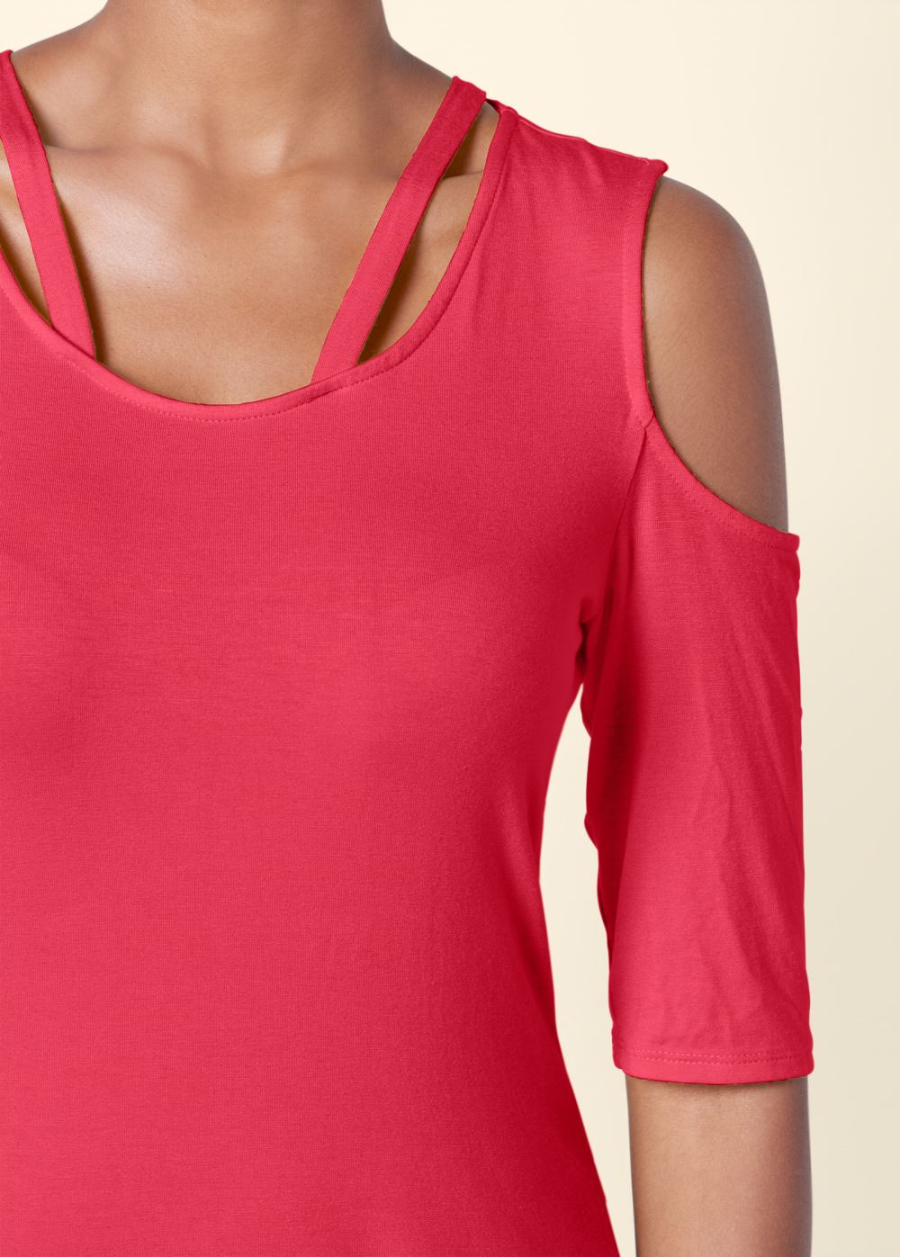 Venus Strappy Cold-Shoulder Top in Red