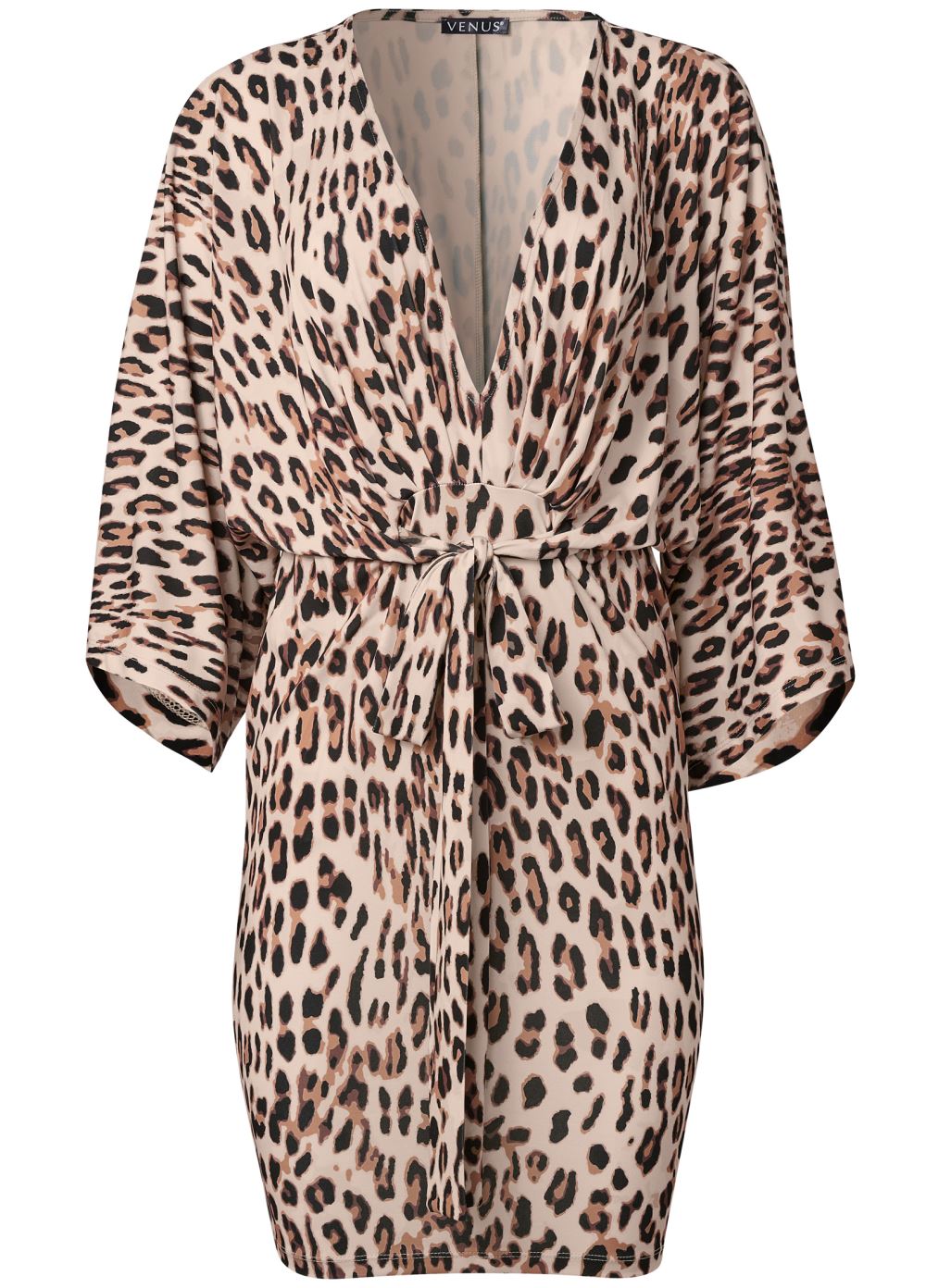 Venus Twist Front Animal Print Dress - Brown Multi