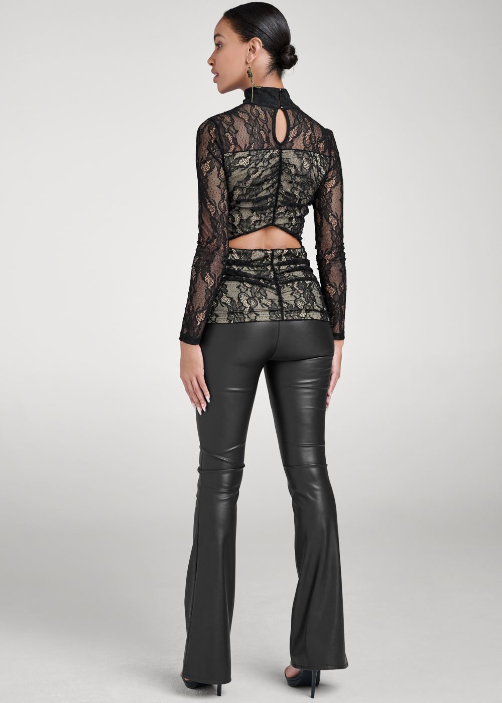Venus Ruched Cut Out Top in Black Multi