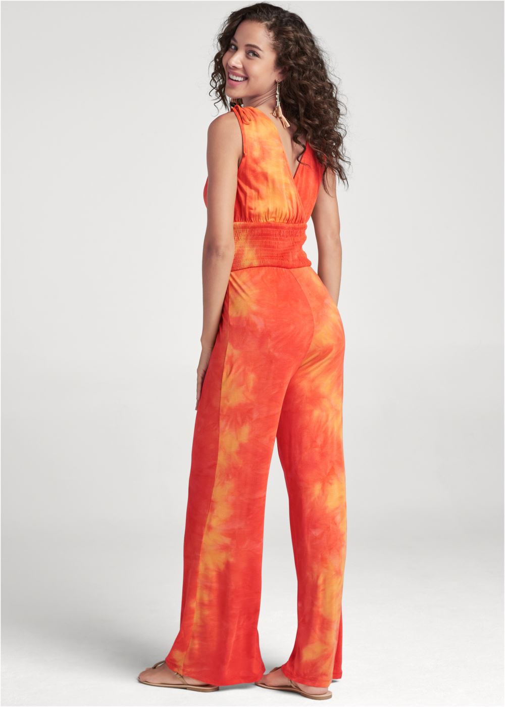 Venus Tie Dye Jumpsuit in Orange Multi