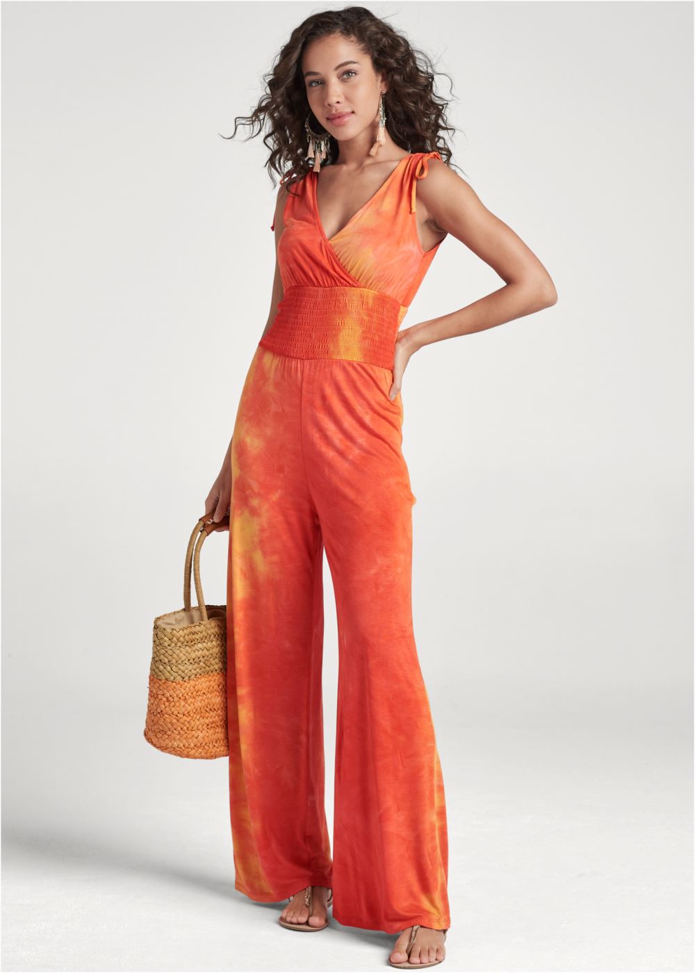 Venus Tie Dye Jumpsuit in Orange Multi