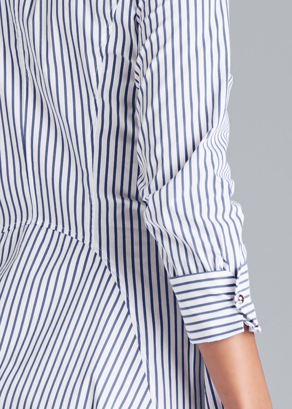 Venus Collared Shirt Dress - Off White & Navy