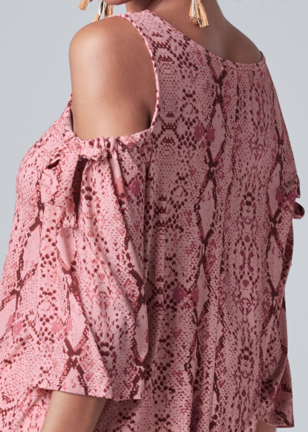 Venus Paradise Python Cold-Shoulder Top in Pink Multi