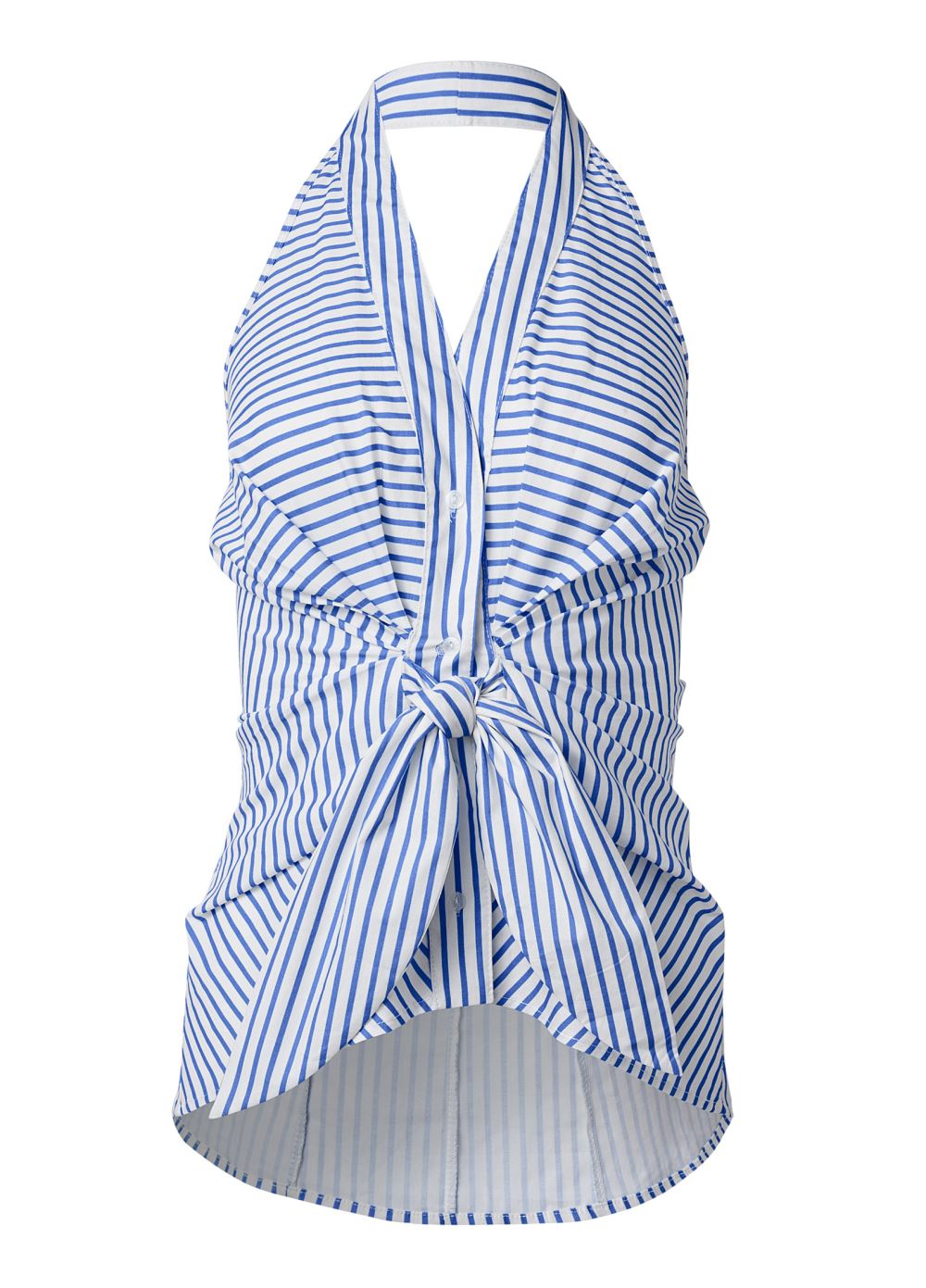 Venus Striped Halter Top in White & Blue