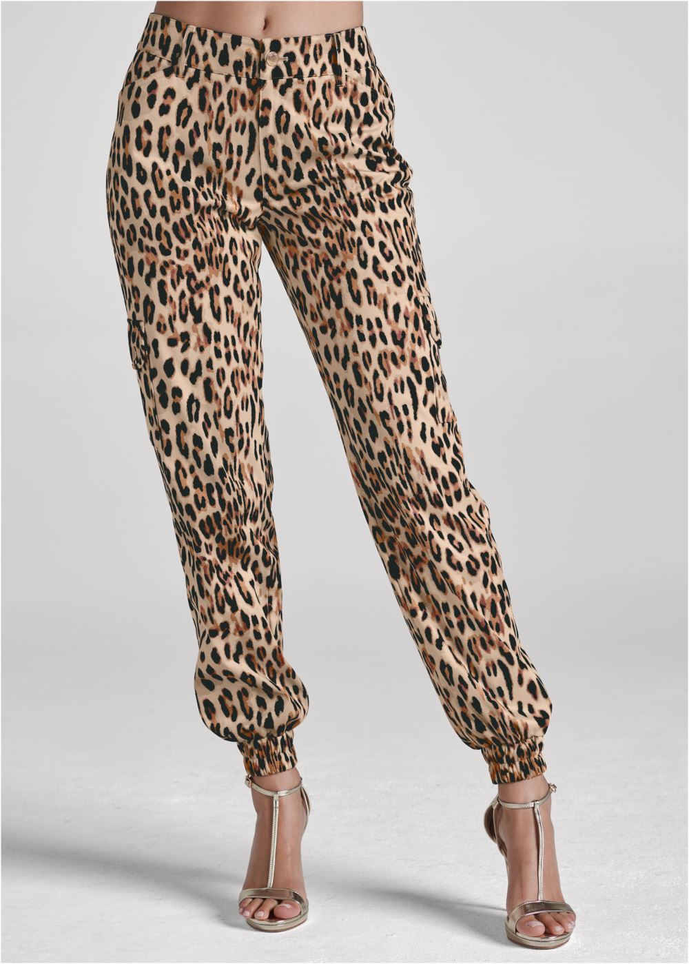 Venus Brown Multi FAUX SUEDE CARGO PANTS