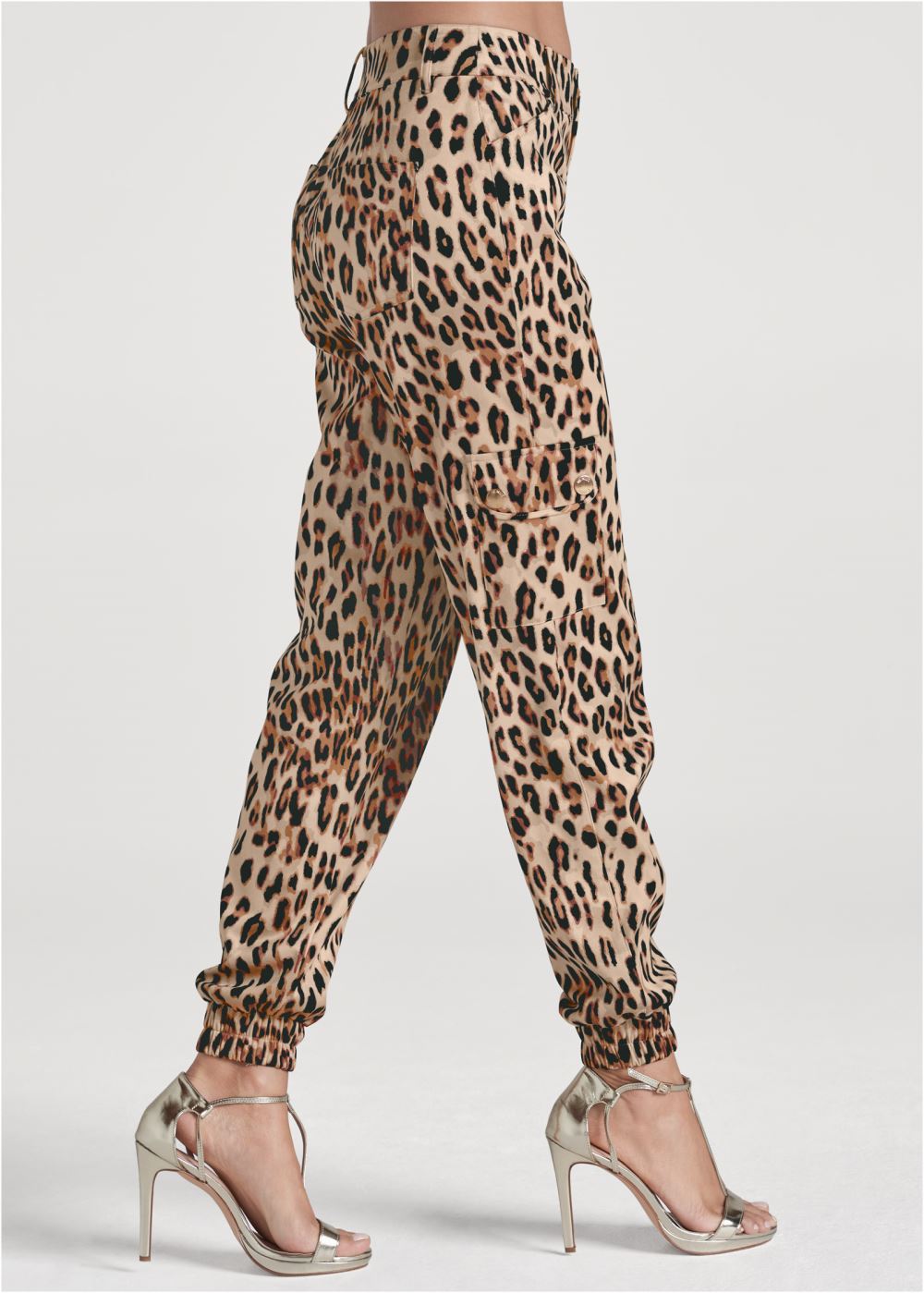 Venus Brown Multi FAUX SUEDE CARGO PANTS