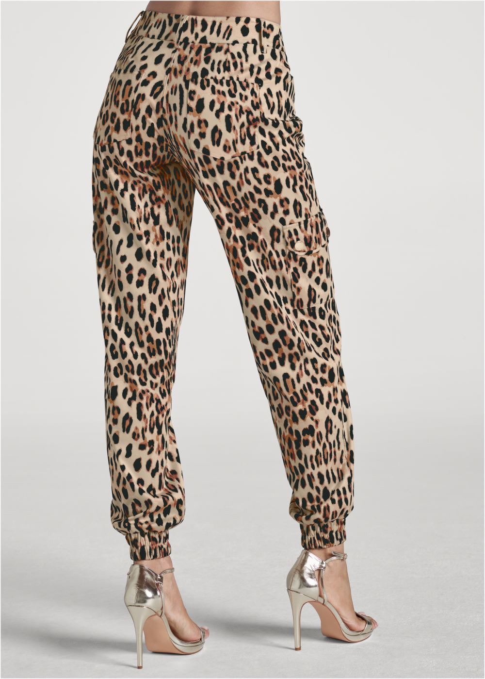 Venus Brown Multi FAUX SUEDE CARGO PANTS