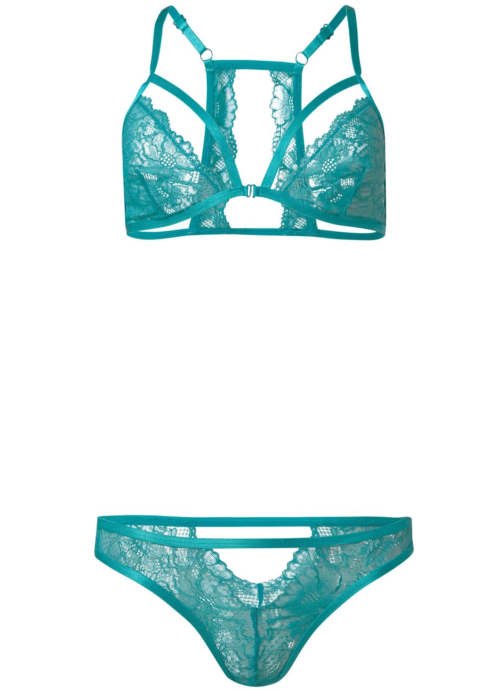 Venus Teal CUTOUT BRA AND PANTY SET