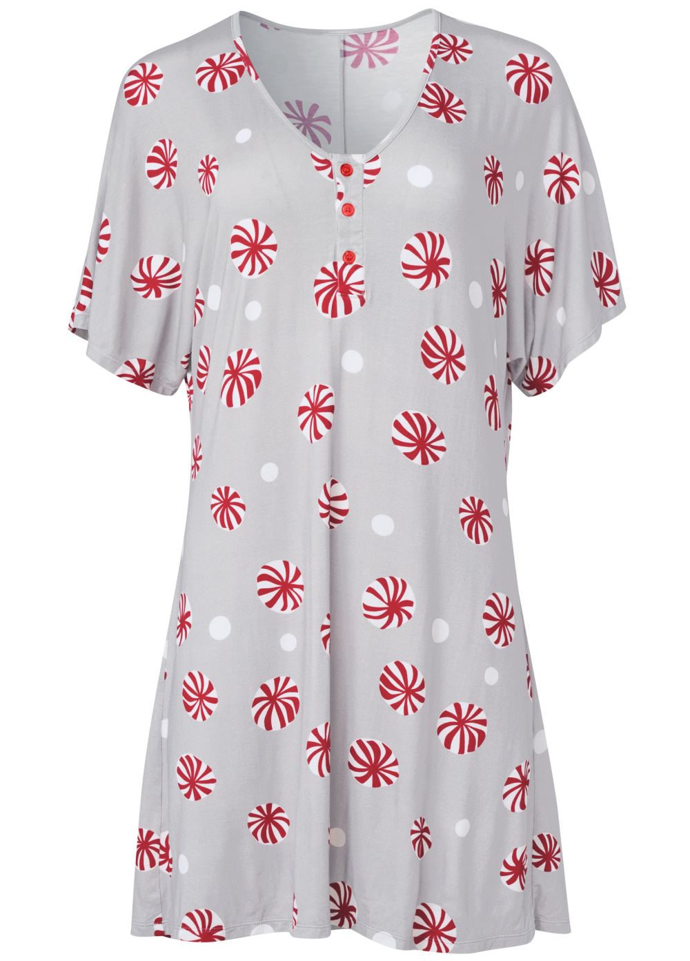 Venus Grey Multi Flutter sleeve nightgown