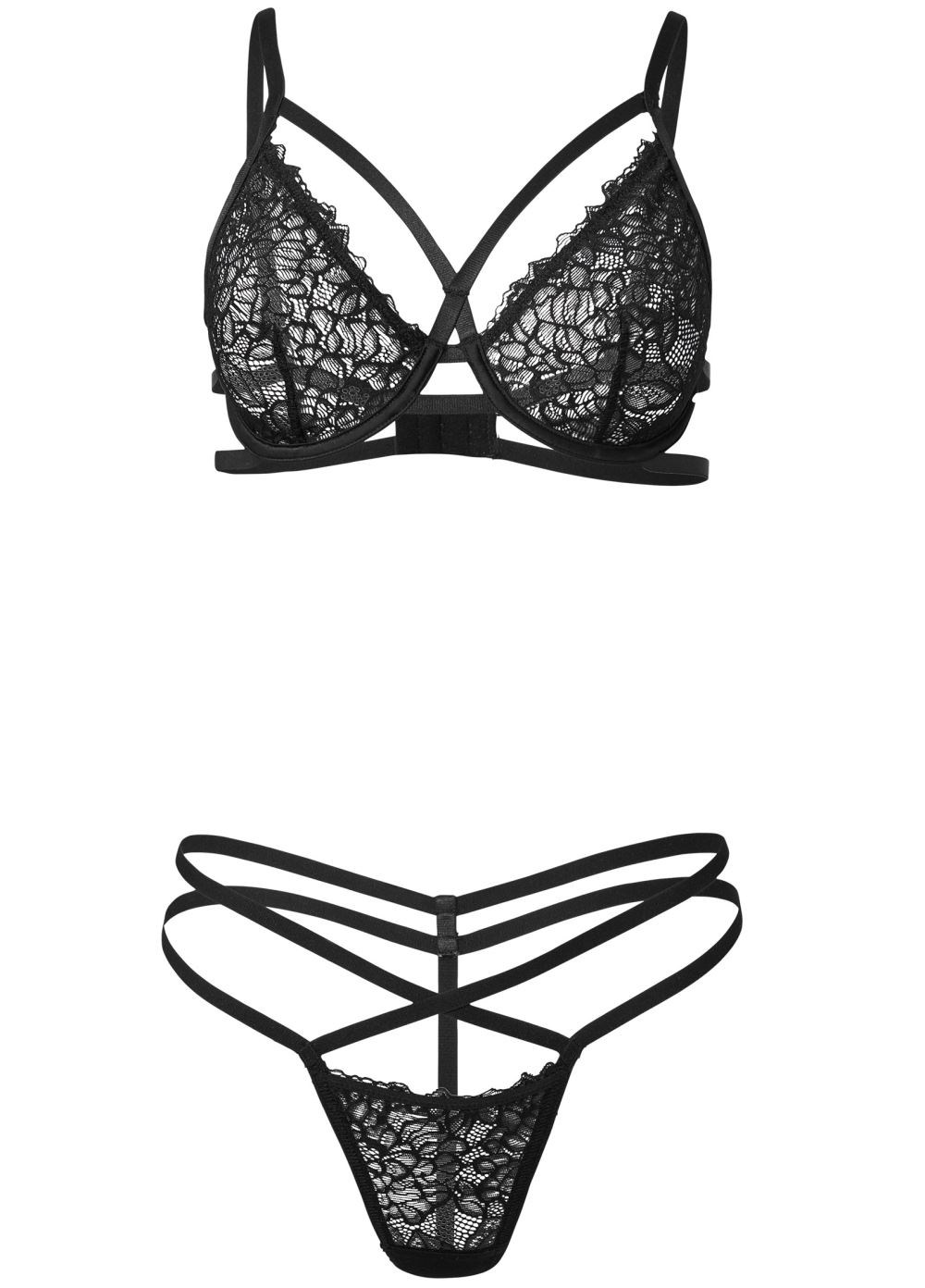 Venus Black STRAPPY BRA SET