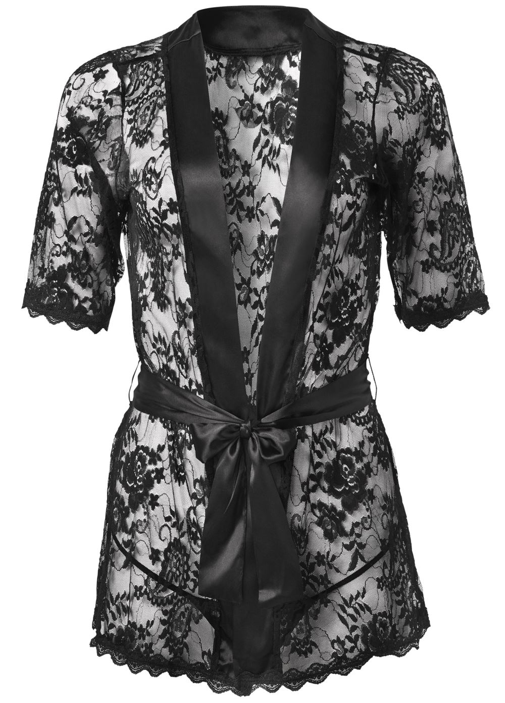 Venus Black LACE ROBE AND G-STRING SET