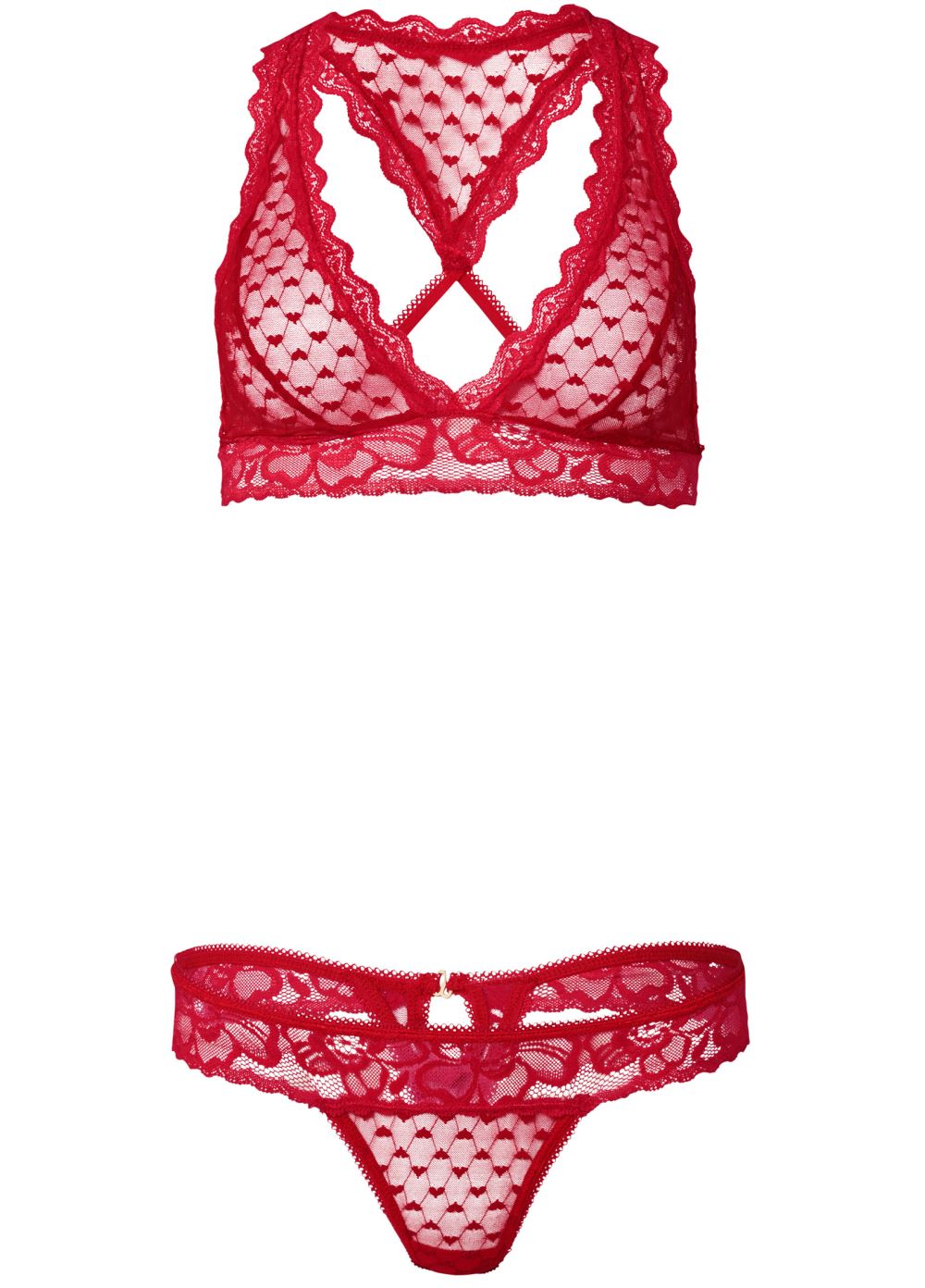Venus Red HEART AND LACE BRALETTE SET