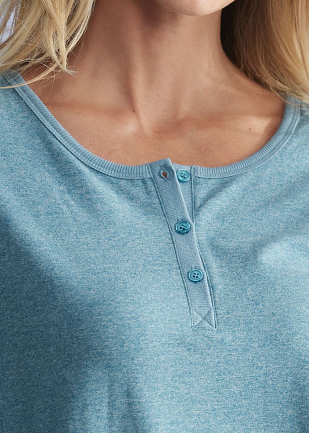 Venus Sapphire Blue HENLEY PAJAMA SHIRT