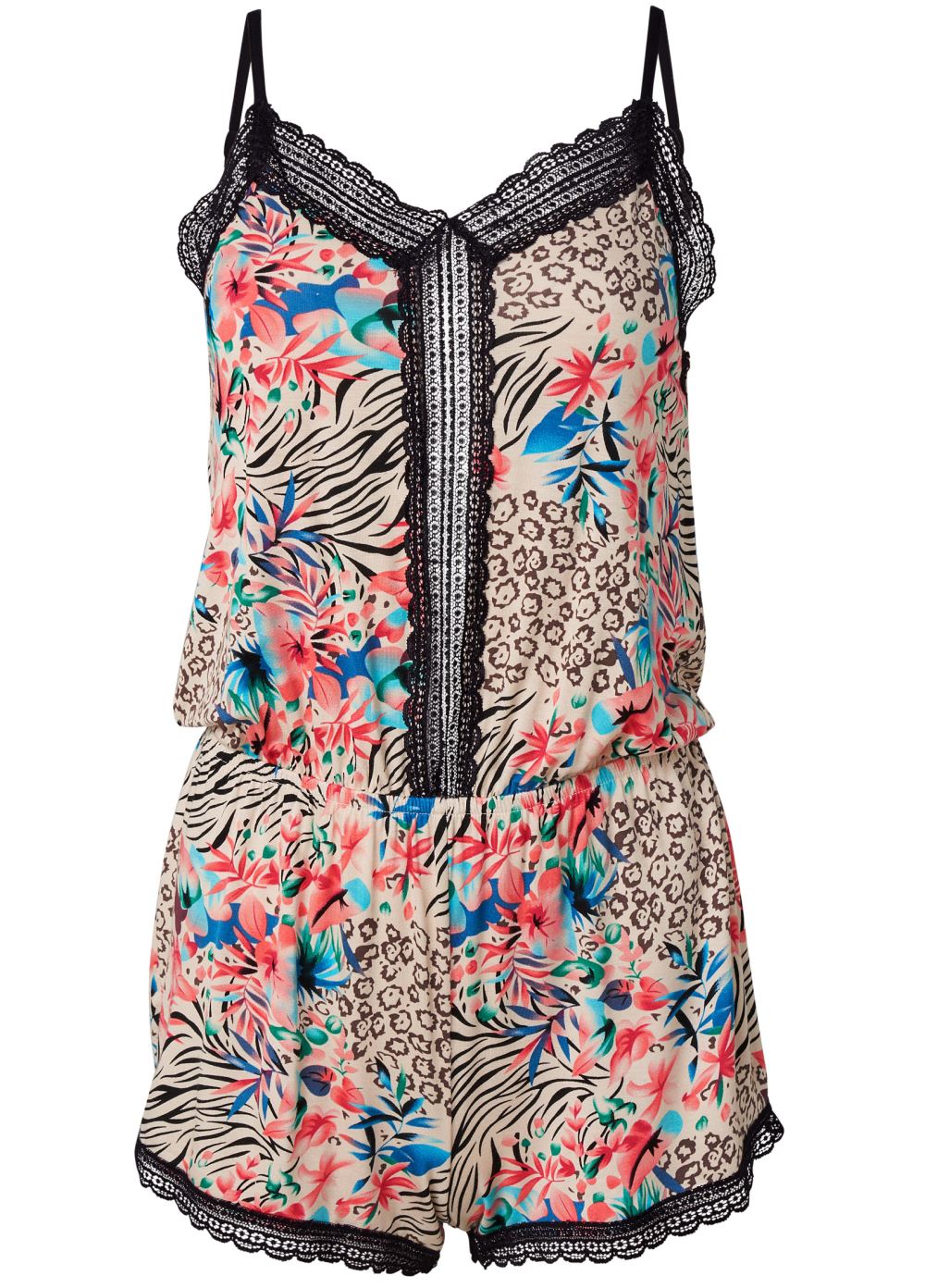 Venus Safari Scramble LACE TRIM SLEEP ROMPER