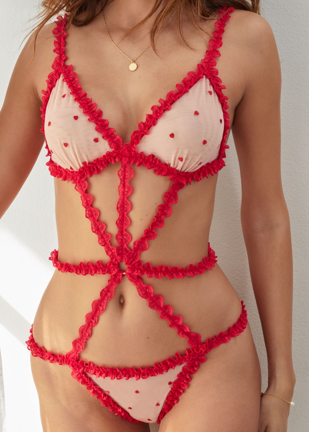 Venus Heart Multi RUFFLE TRIM TEDDY