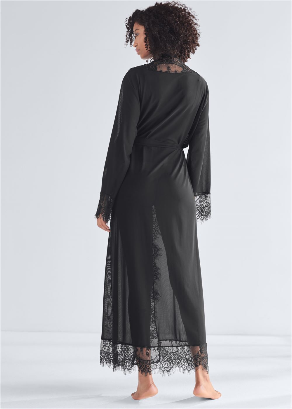 Venus Black LONG SLEEVED MAXI ROBE