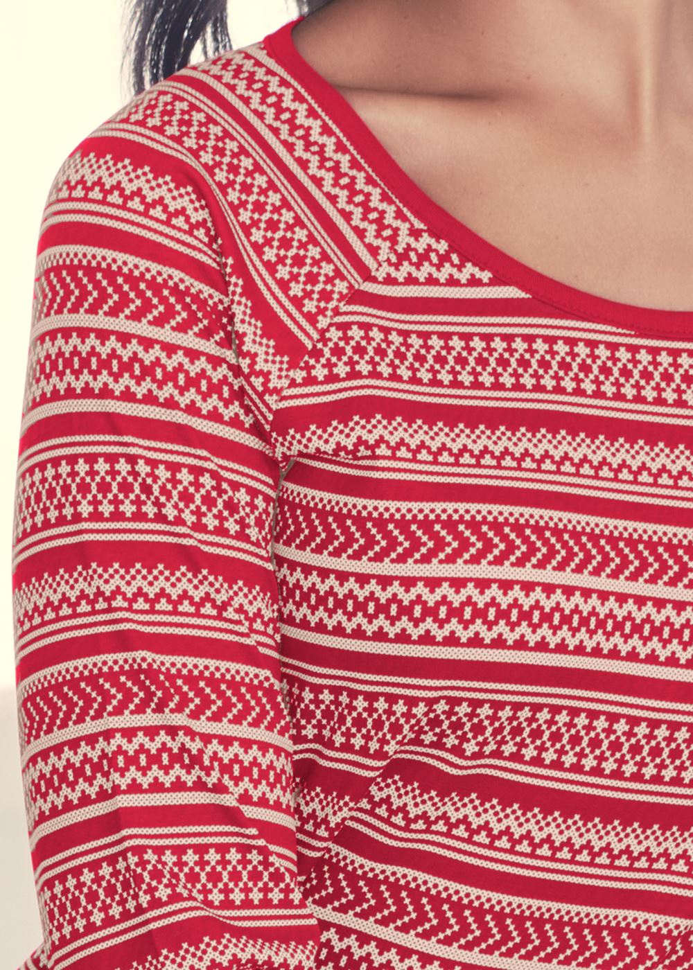 Venus Red Multi Long sleeve nightgown