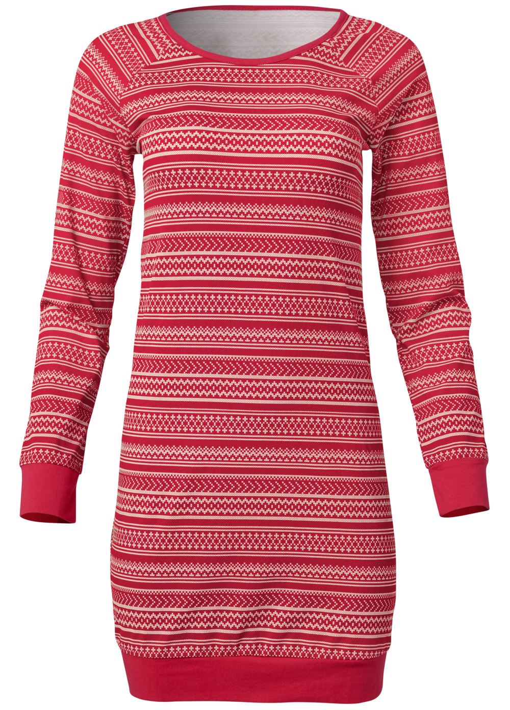 Venus Red Multi Long sleeve nightgown
