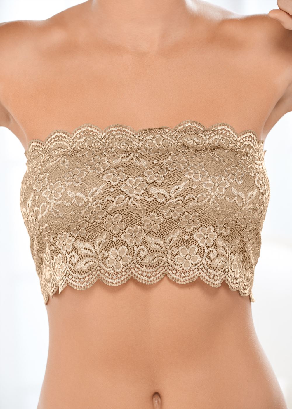 Venus Natural Beauty Lace Bandeau in Tan