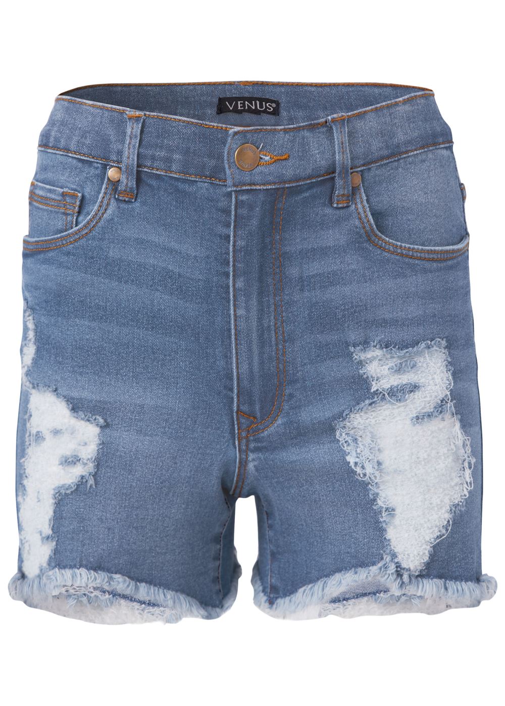 Venus Plus Size Distressed Jean Shorts - Medium Wash