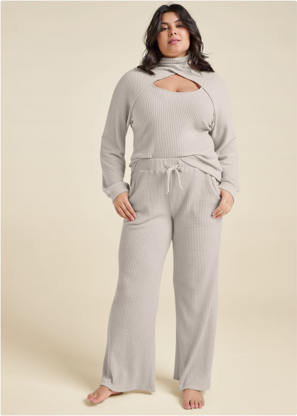 Venus Plus Size Wrap Turtleneck Keyhole Top