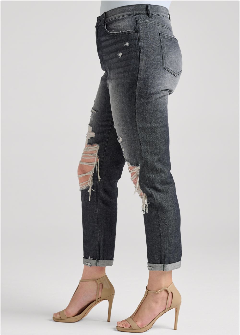 Venus Plus Size New Vintage Boyfriend Jeans in Black Denim
