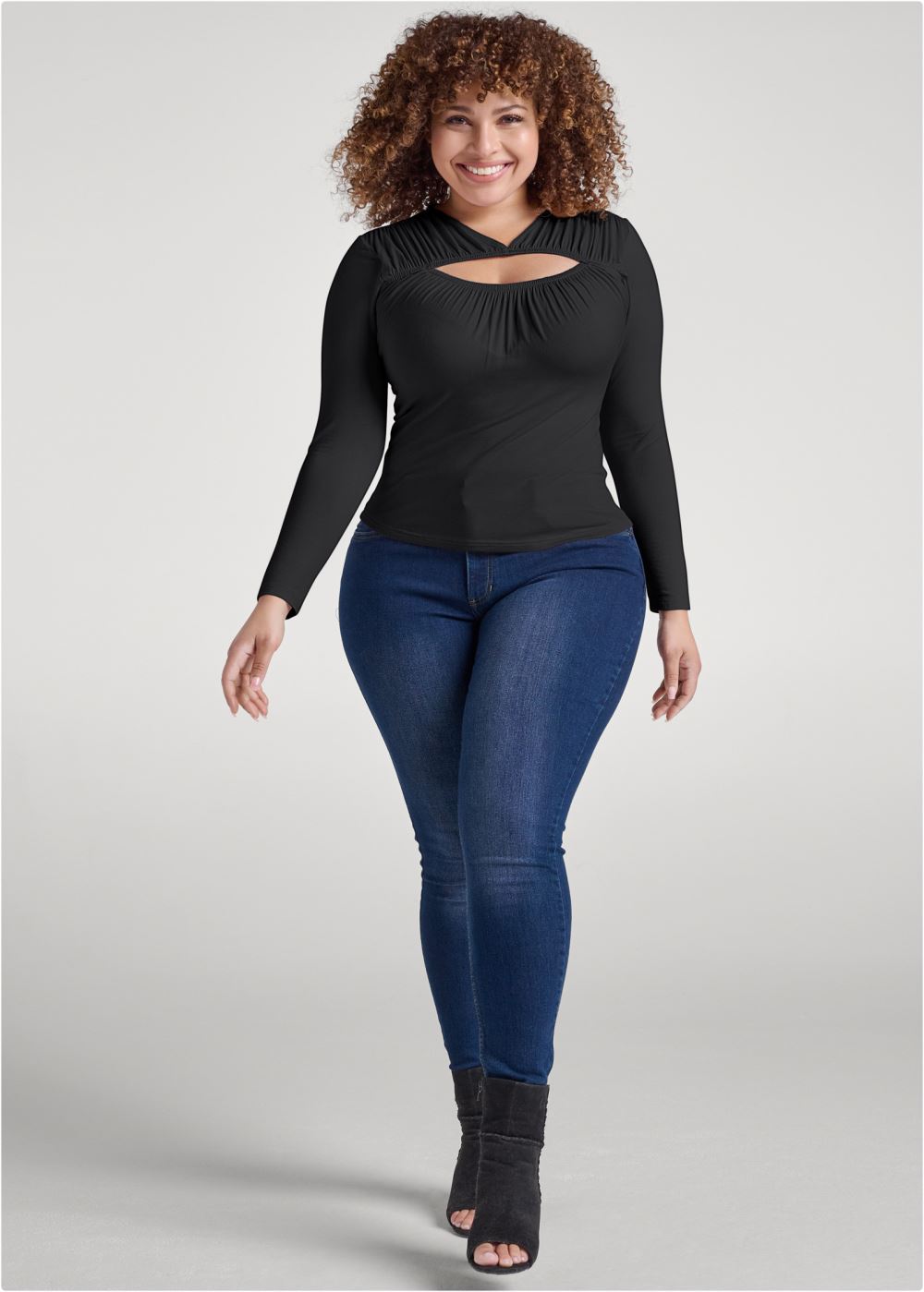 Venus Plus Size Ruched Cutout Top