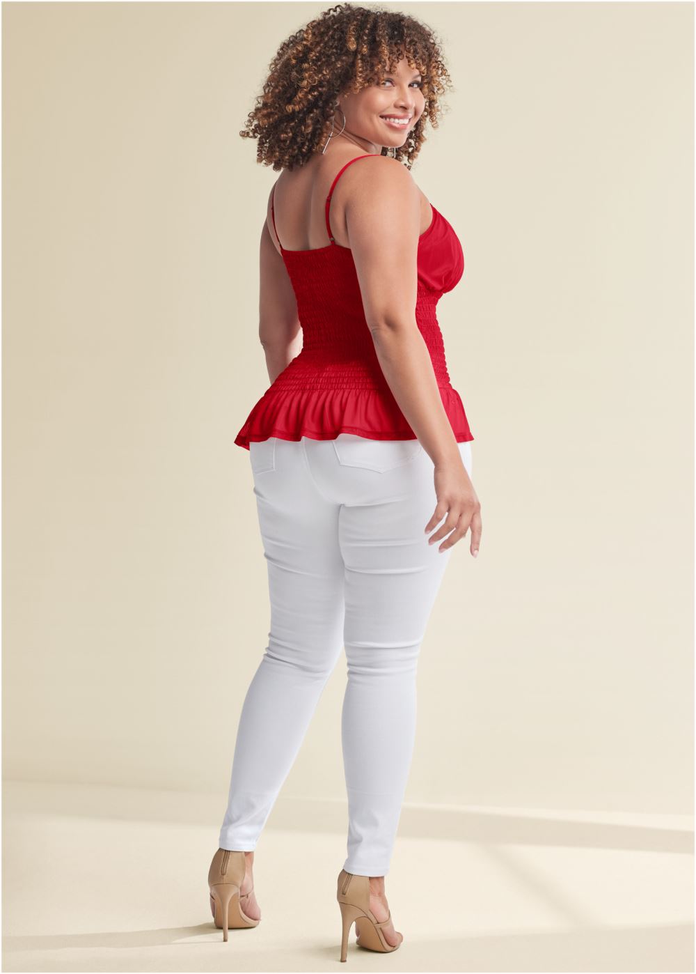 Venus Plus Size Smocked Mesh Top
