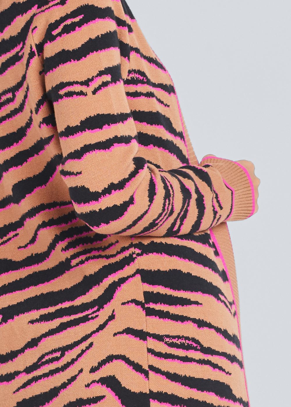 Venus Plus Size Tiger Print Duster Set in Brown Multi