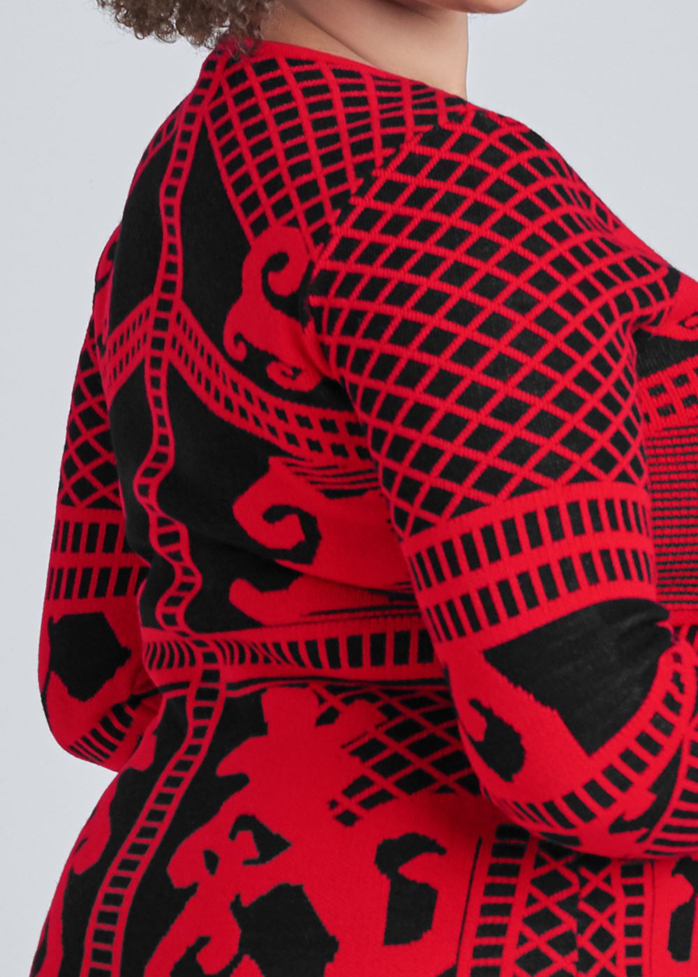 Venus Black & Red PRINTED SWEATER DRESS