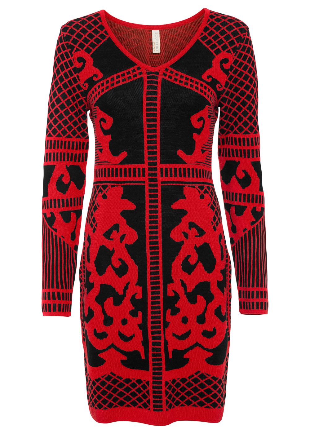 Venus Black & Red PRINTED SWEATER DRESS