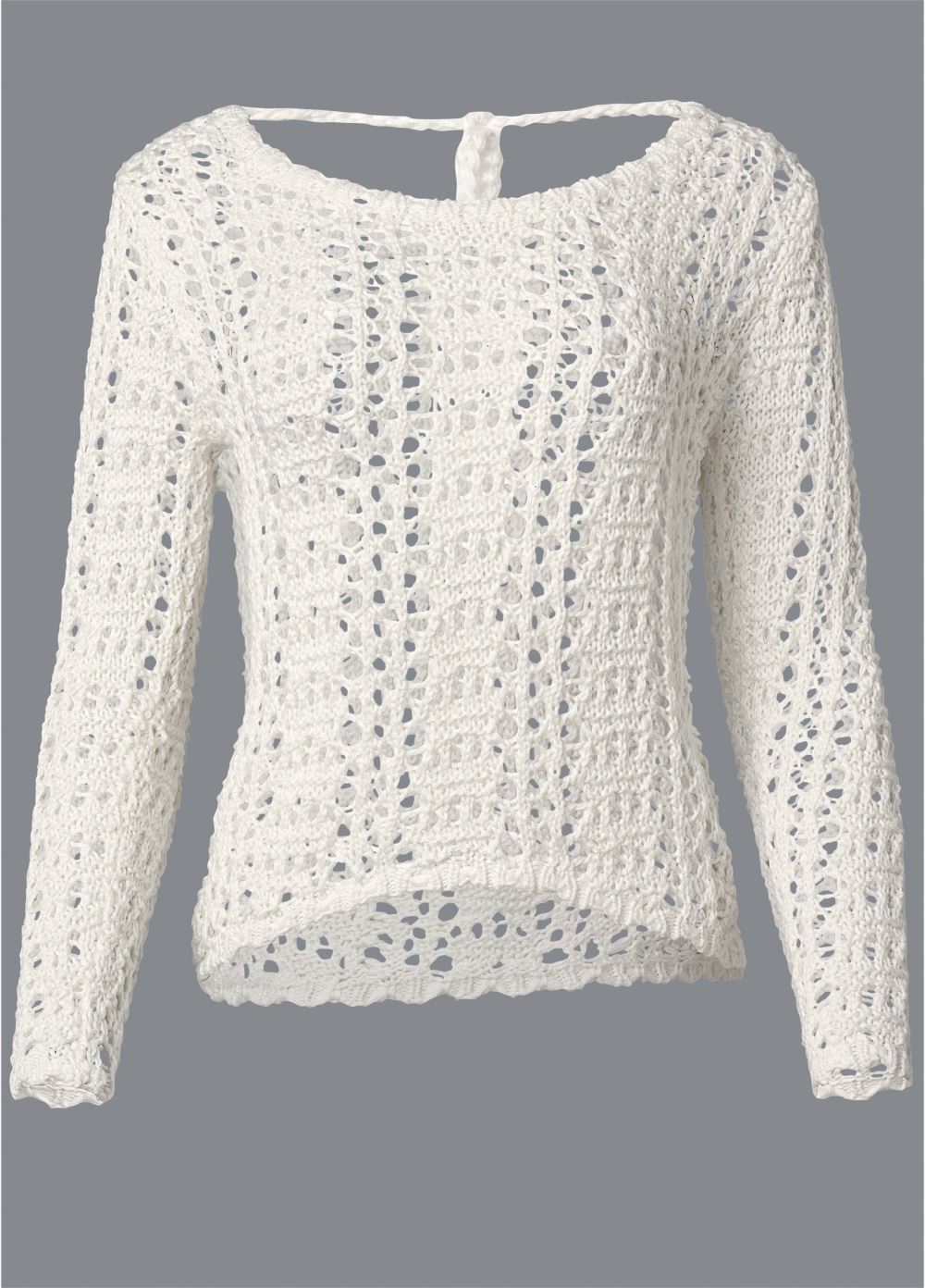 Venus Plus Size Crochet Knit Sweater in Off White
