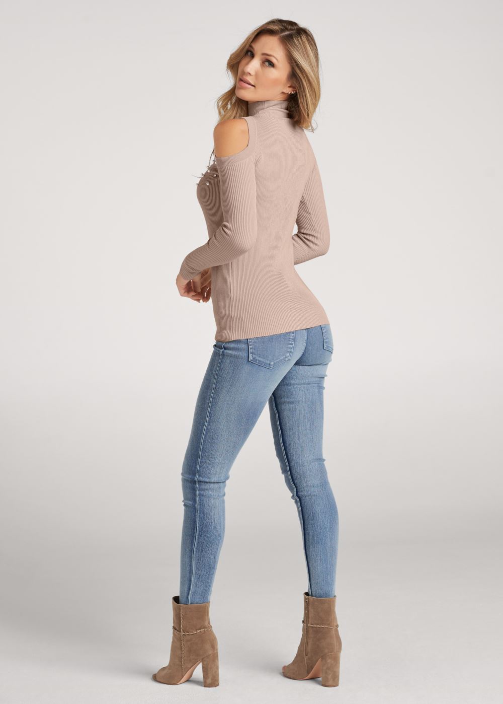 Venus Plus Size Pearl And Stone Embellished Sweater in Moonlight