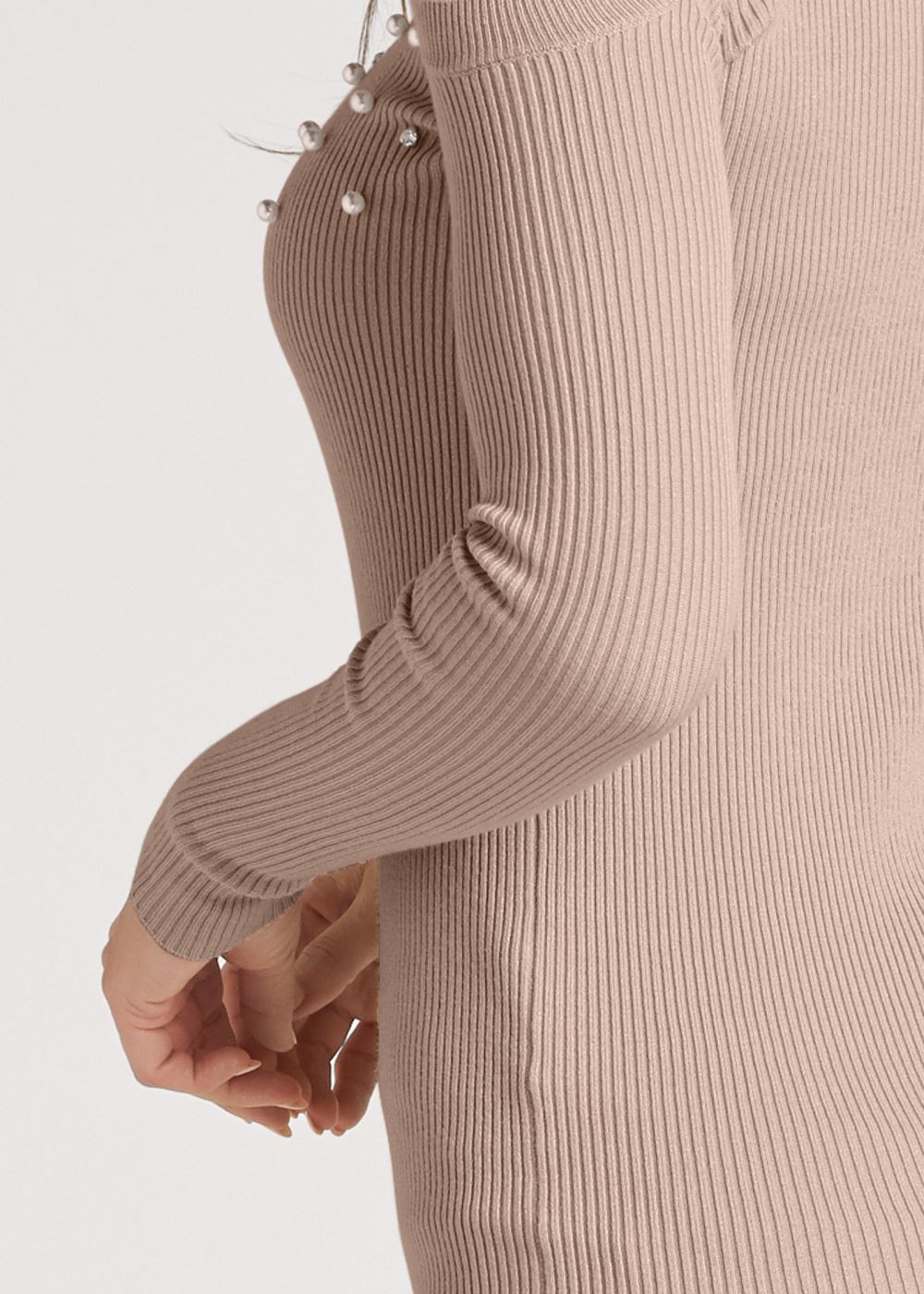 Venus Plus Size Pearl And Stone Embellished Sweater in Moonlight