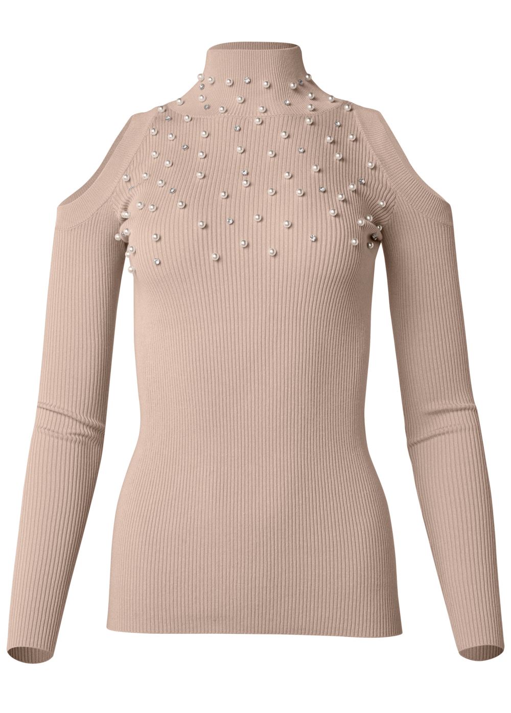 Venus Plus Size Pearl And Stone Embellished Sweater in Moonlight