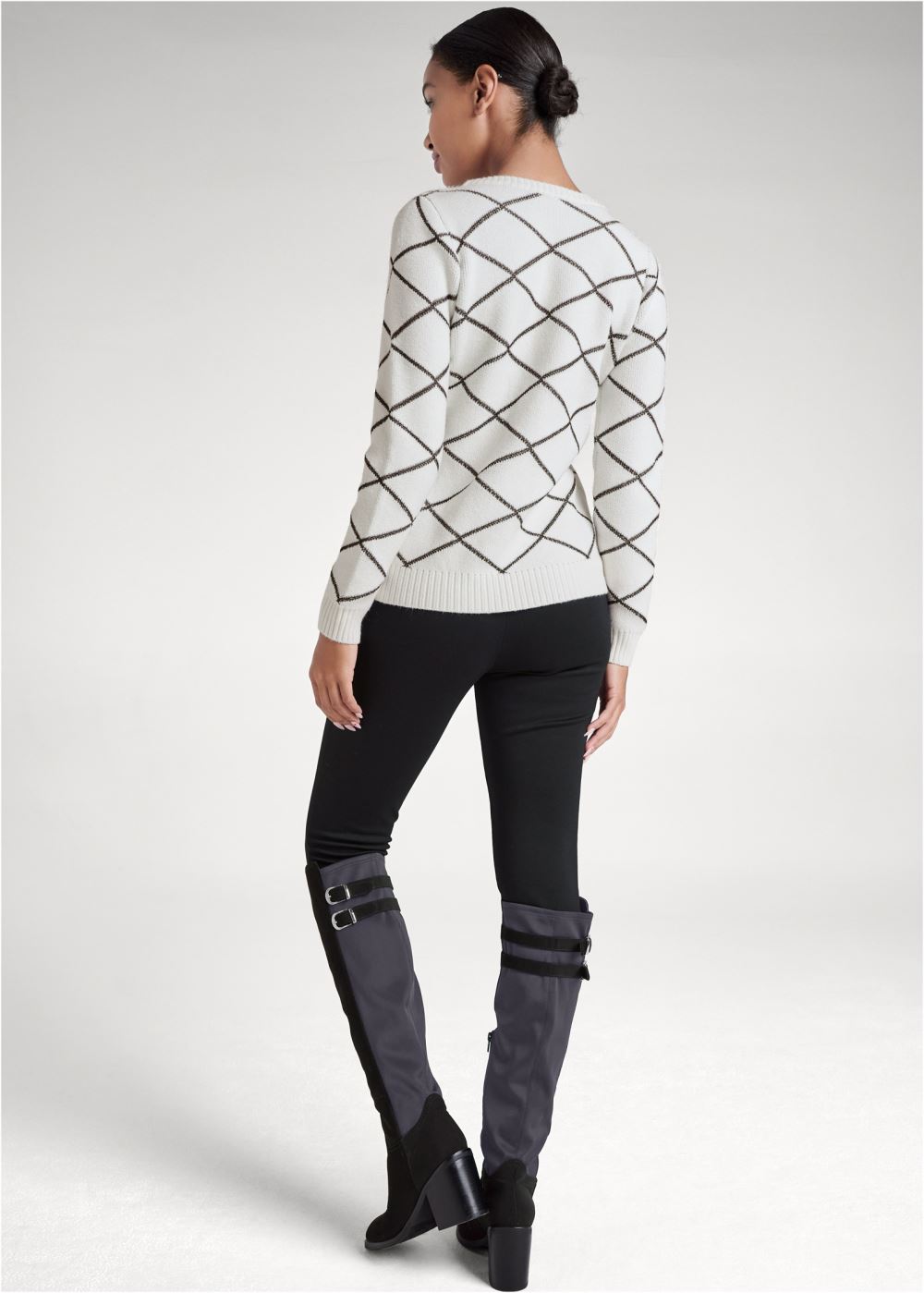 Venus Plus Size Pearl Embellished Sweater in White Multi