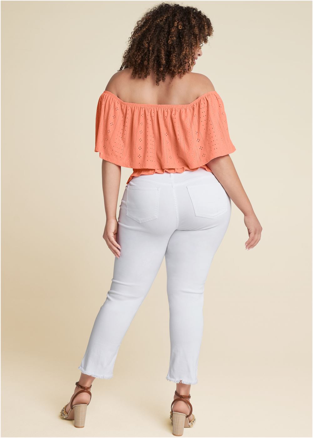 Venus Plus Size Off-The-Shoulder Eyelet Top