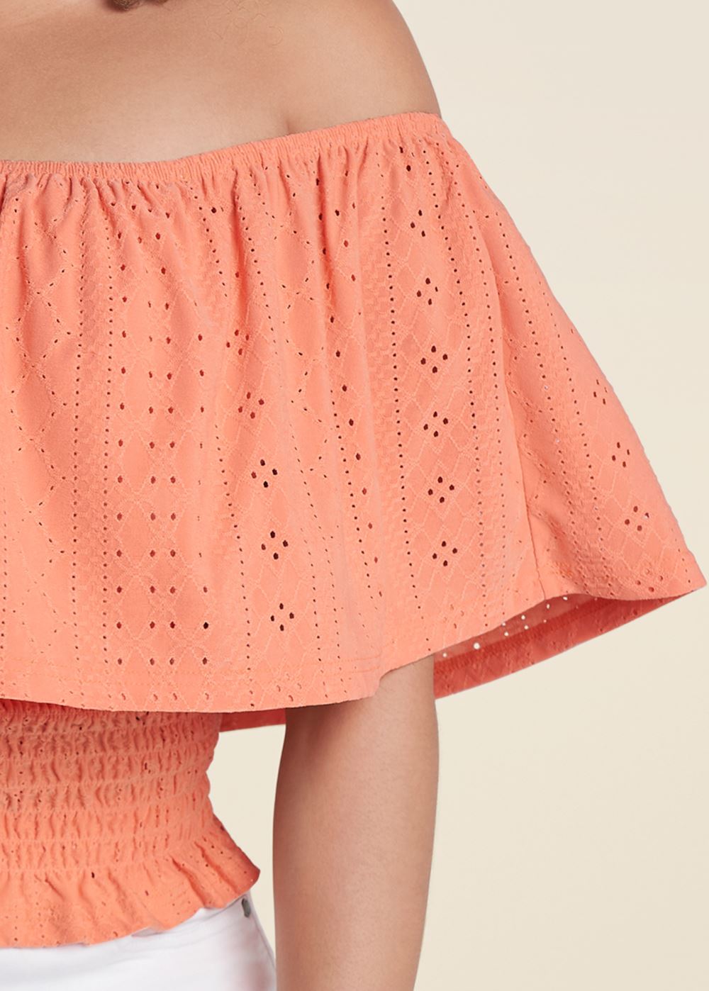 Venus Plus Size Off-The-Shoulder Eyelet Top